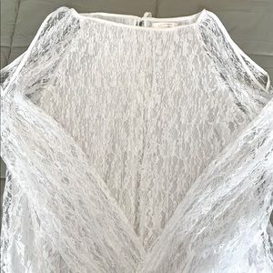 White Lauren Conrad Lace Long-Sleeve Blouse Size S
